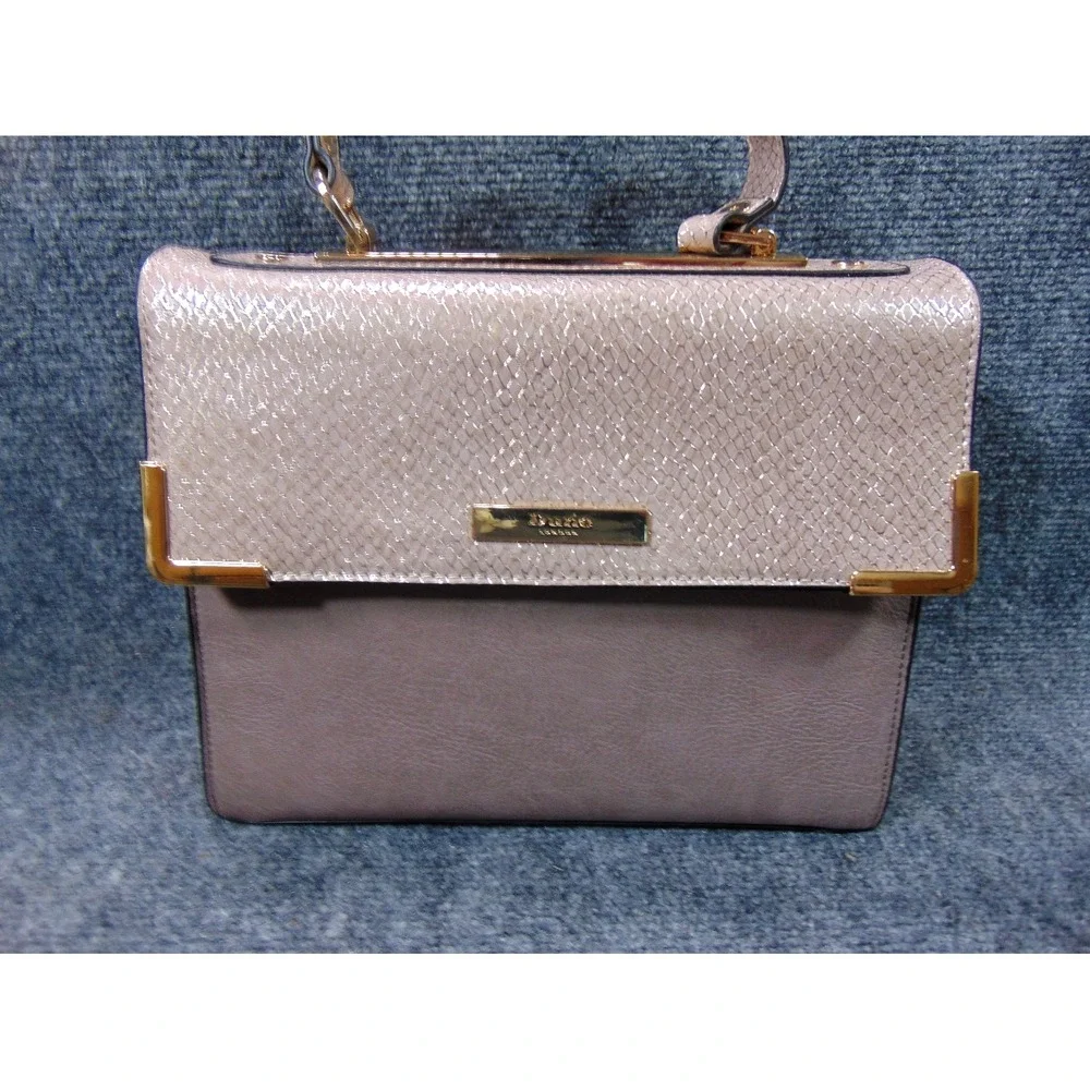 Dune‎ London Satchel Bag Taupe Snakeskin Metallic Crossbody Pouch FLAW READ